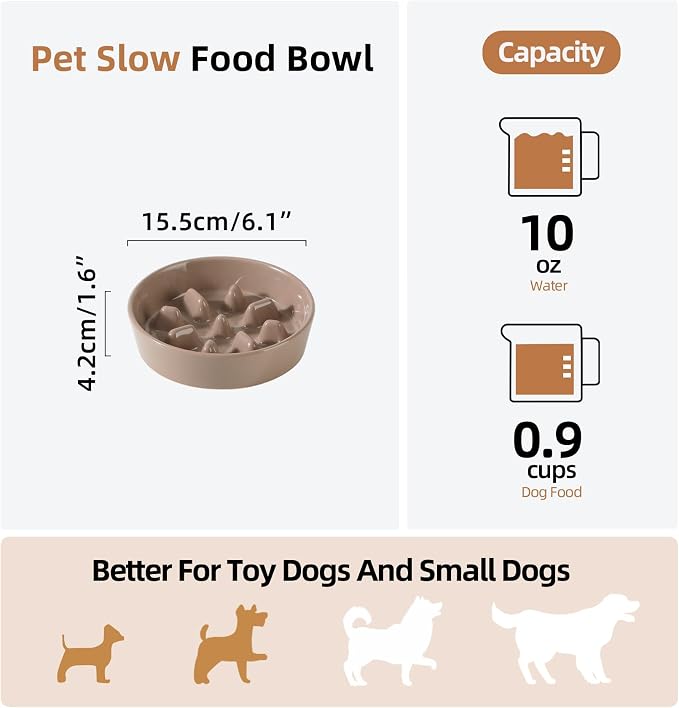 Havniva Dog Bowls Slow Feeder, Ceramic Slow Feeder Dog Bowls for Fast Eater | 0.9 Cups Dog Food Bowl Puzzle Feeder, Slow Feeding Bowls for Small Breed, Non-Slip Base, Anti-Choking - Image 2