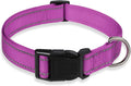 Reflective Dog Collar, Puppy Collar with Buckle Adjustable, Purple L | Breathable Nylon Collars for Small Medium Large Dogs, No Chafing on Walks and Outdoor Hikes, Metal D-Ring, Night Safety by BOOMIBOO