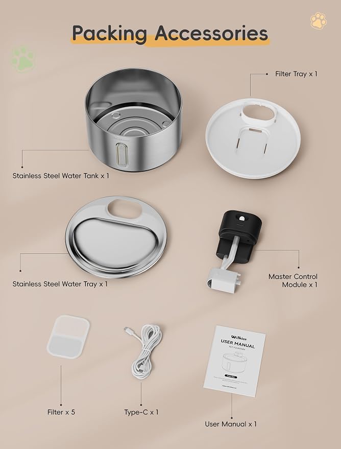 Stainless Steel Cat Water Fountain, Cordless Fountain for Cat & Dogs Indoor | 135fl.oz/4L Capacity, 4000mAh Battery, ultra-quiet - Image 9