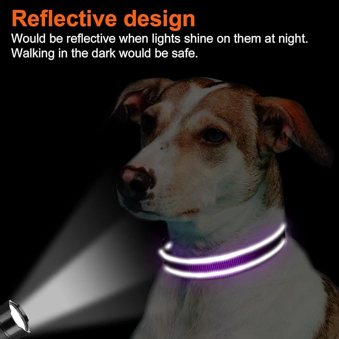 Joytale Reflective Dog Collar, Adjustable Neoprene Padded, Purple XS | Breathable Nylon for Puppies and Small Breeds, No Chafing on Walks and Indoor Training, Light Metal D-Ring, Night Safety - Image 5