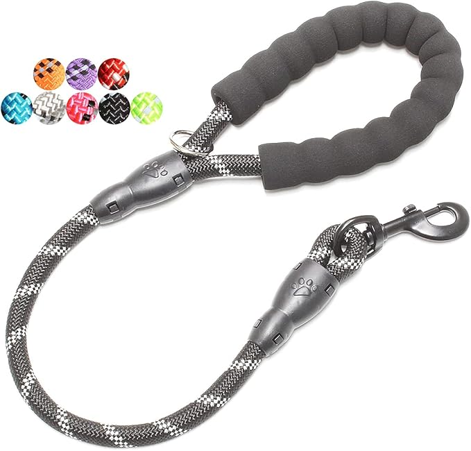 2/4/5/6 FT Dog Leash with Comfortable Padded Handle and Highly Reflective Threads for Small Medium and Large Dogs (2FT-1/2'', Black) by BAAPET