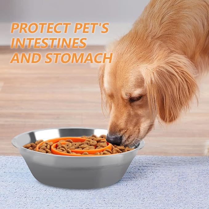 Slow Feeder Dog Bowls Insert, Animire Soft Silicone Slow Eating Dog Food Bowl for Small, Medium and Large Dogs, Compatible with Regular and Elevated Bowls - Image 8