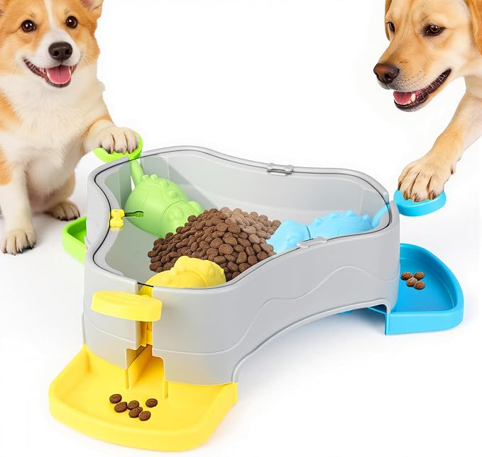 Dog Puzzle Toy, 3-in-1 Interactive Dog Puzzle Toys Press-Type Dog Treat Dispenser Toy Dog Enrichment Toy No-Slip Slow Feeder Interactive Brain Training Toys for Smart Dog Cats, 3 Colors by Mieakvool