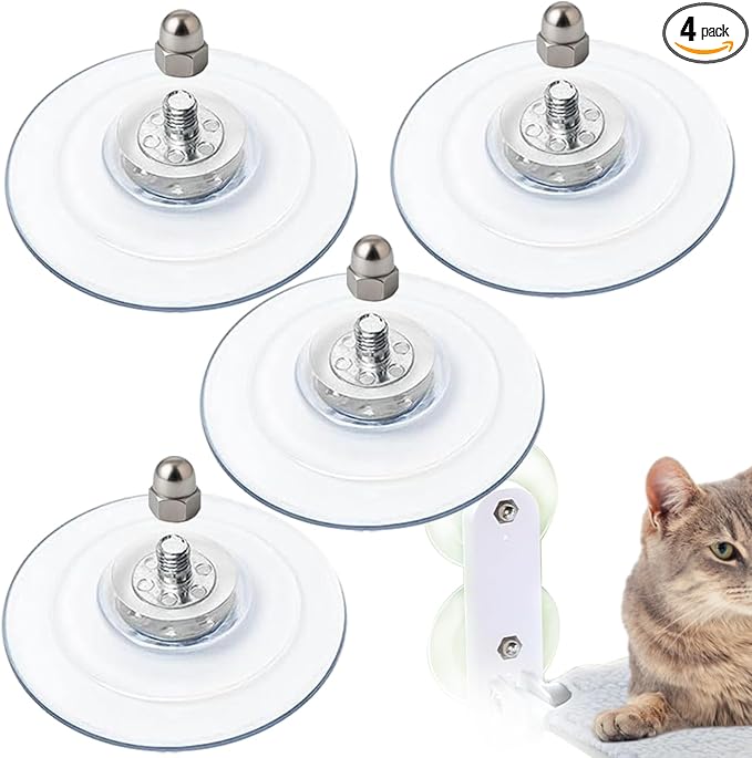 4 Pack Cat Window Perch Suction Cup - Strong Adhesive Replacement Suction Cups with Screws for Foldable & Cordless Cat Window Hammock Seat, Holds up to 40 lbs by Unknown