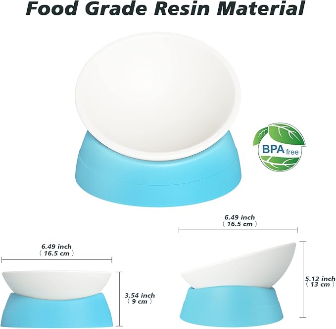 Elevated Cat Bowl, Adjustable Raised Slanted Food Bowl for Cats and Small Dogs, Wide Shallow PP Dish with TPR Non Slip Base, Whisker Friendly, 17 oz - Image 4