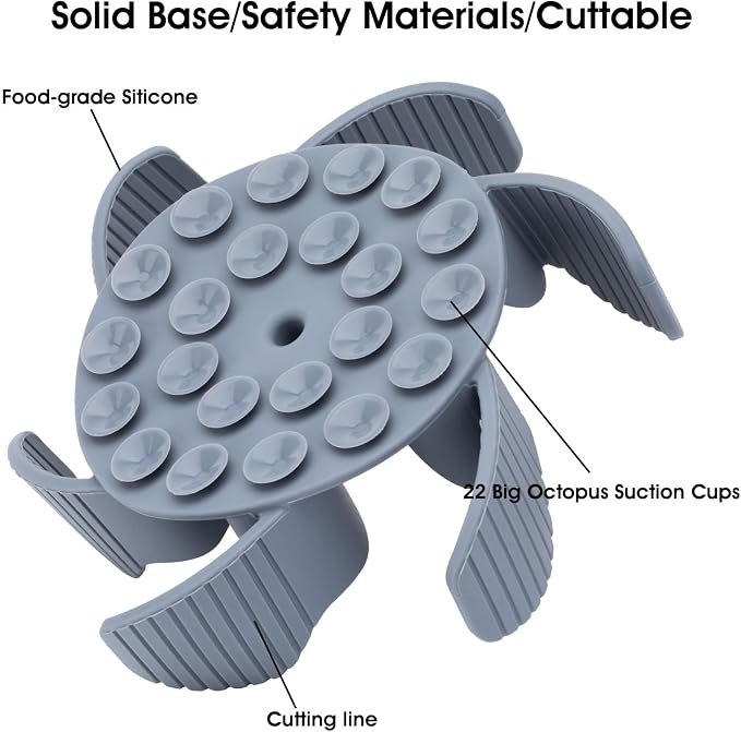 Keegud Slow Feeder Dog Bowls Insert [Octopus Suction Cups] Super Firm Slow Eating Dog Bowl [Cuttable] for Large Breed and Medium Size Dog Compatible with Regular and Elevated Dog Bowls (Flower) | Octopus Suction Cups Super Firm Customizable Cut for Mos... - Image 3