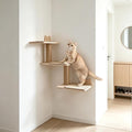 3-in-1 Cat Wall Shelves, Reversible Cat Wall Steps & Sisal Mat | Jute Scratching Post, Solid Pine Wood Cat Wall Furniture, Corner Cat Stairs for Climb Nap Scratch, Fits 16" Stud Drywall by Unknown