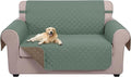 U-NICE HOME Loveseat Sofa Cover for 2 Cushion Couch, Greyish Green/Taupe | 45''Loveseat Cover Washable, Pet Friendly, Elastic Straps, Water Repellent, Furniture Protector for 2 Cushion by U-NICEHOME