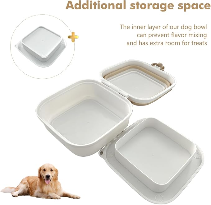 Collapsible Dog Bowls, Travel Food and Water Double Bowl for Cats & Dogs, 2-in-1 Portable BPA-Free Feeding Solution, Perfect for Traveling, Camping & Walking (L/ 100oz) - Image 5