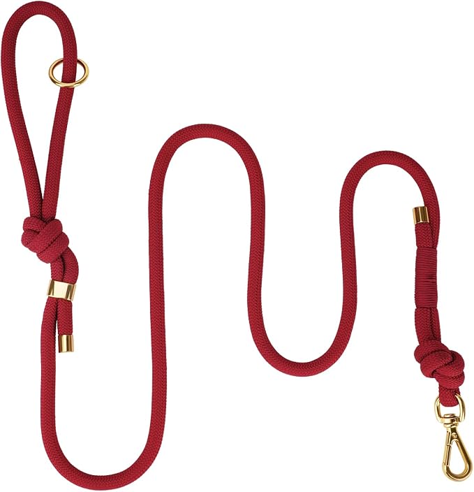 5FT Dog Leash Puppy Cat Rope Lead for Small Medium Large Dogs | Burgundy Red,with Anti-tangle Swivel Clip, Comfortable Grip Handle,Ideal for Daily Walks and Training by Sunraymascota