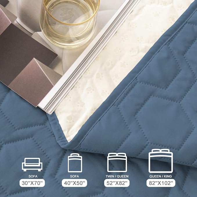 Tcksstex Waterproof and Non-Slip Dog Bed Cover and Pet Blanket Sofa Pet Bed Mat ，car Incontinence Mattress Protectors Furniture Couch Cover for Most Cats Dogs, Pets（40x50- Navy Blue） - Image 6