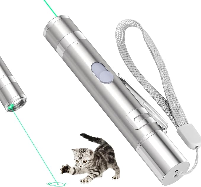 Waputne Cat Toy, Green Light, Rechargeable, 3 Light Modes, 5 Fun Patterns | Interactive Chase Toy; Automatic Training & Exercise Fun; Kitten Toy for Indoor Cats & Dogs by Waputnebringfuntolife