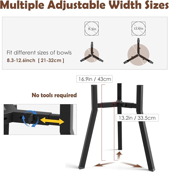 SHAINFUN Raised Dog Bowl Stand, Adjustable Width 8.3-12.6", Single Elevated Food Water Holder, Bowl Not Included - Image 3
