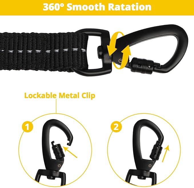 Long Dog Leash 15 FT: Heavy Duty Rope Leashes for Dogs Training with Swivel Lockable Hook Reflective Threads Bungee and Padded Handle - Dog Lead for Large Small Medium Dogs Outside Walking Hiking - Image 2