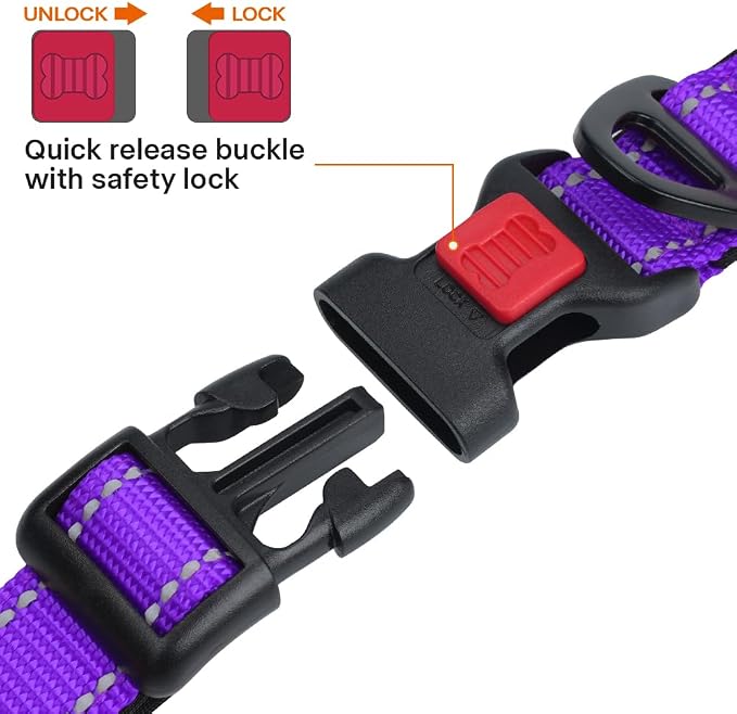 Taglory Reflective Dog Collar for Medium Dogs, Soft and Safe for Daily Walk | Soft Neck Cushioning, Adjustable 14-20 in, Sturdy Webbing Withstands Strong Pullers, Zinc Alloy D-Ring for Leash and ID Tags - Image 3