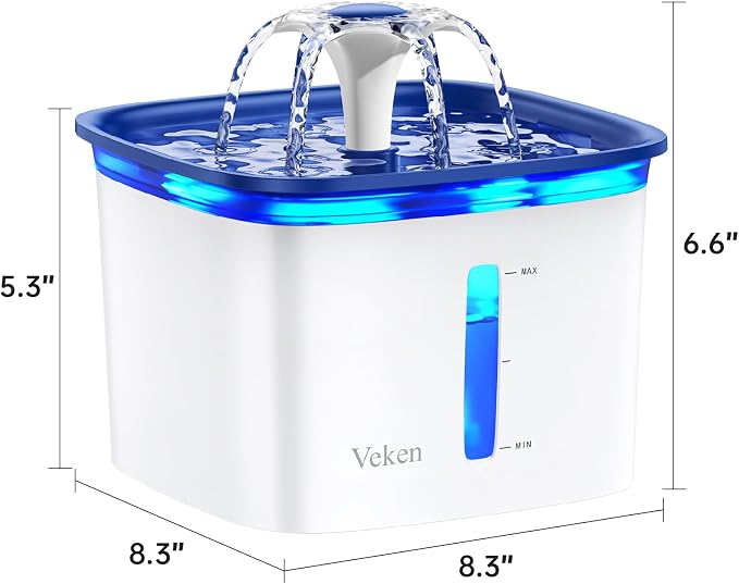 Veken Innovation Award Winner 95oz/2.8L Cat Water Fountain | Automatic Pet Fountain Dog Water Dispenser with Replacement Filters & Silicone Mat for Cats, Dogs (Blue, Plastic) - Image 8