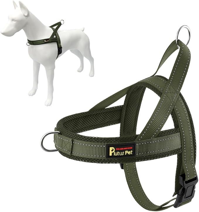 Plutus Pet No Pull Dog Harness for Large Dogs, Breathable Mesh Padded | Adjustable Reflective with Handle, Escape Proof, Quick Fit Pet Vest, Front Clip, for Training and Walking, Ranger Green, L by PLUTUSPET