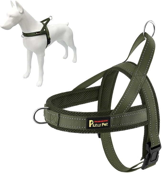 Plutus Pet No Pull Dog Harness for Small Dogs, Breathable Mesh Padded | Adjustable Reflective with Handle, Escape Proof, Quick Fit Pet Vest, Front Clip, for Training and Walking, Ranger Green, S by PLUTUSPET