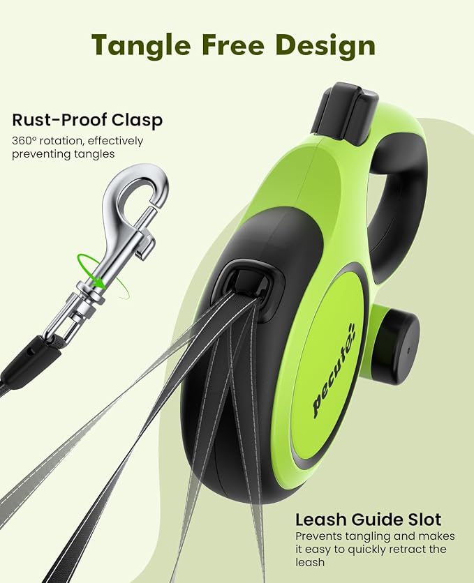 Pecute Retractable Dog Leash 26ft for Large Dogs with Poop Bag Holder | Heavy Duty Retractable Dog Leash for Strong Puller for 33-110 lbs, Anti-Slip Soft Grip, Reflective, 360° No Tangles - Image 6