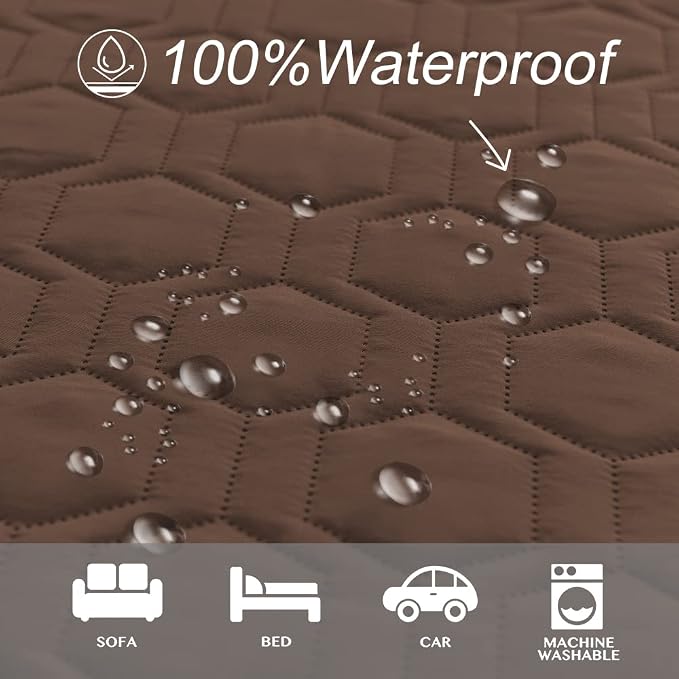 Tcksstex Waterproof and Anti-Slip Dog Bed Cover and Pet Blanket Sofa Pet Bed Mat ，car Incontinence Mattress Protectors Furniture Couch Cover for Most Cats Dogs, Pets（52x82-Chocolate） - Image 2