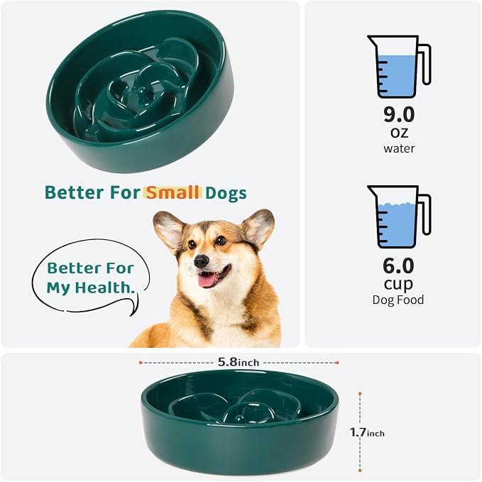 Slow Feeder Dog Bowls Small Breed, 0.6 Cup Ceramic, Non-Slip | Heavy Ceramic For Indoor Feeding, Stable Base Helps Limit Sliding, Puzzle Bowl For Small Breed Dogs - Image 2