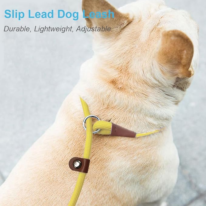 MayPaw Slip Lead Control Leash for Dogs No Pull 7 FT Pet Slip Leash, 1/4 in | 13+ Colors Classic Dog Lead Rope Leashes for Small Medium Animals (7ft*1/4", Yellow) - Image 5