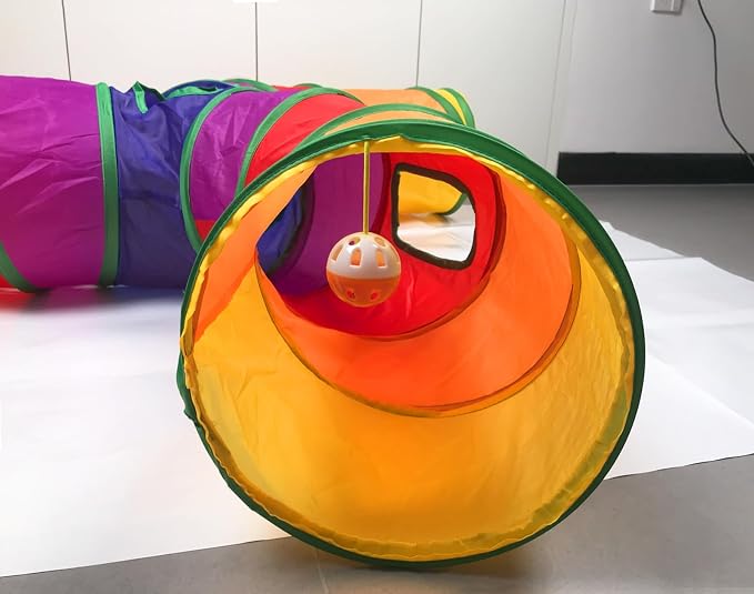 Cat Tunnel Tube for Indoor Cats Large, Upgrade with 6 PeekHole S-Shape 5 Way Collapsible Pet Play Maze Tube Toys Colorful for Cats Kitten Kitty Rabbit - Image 6