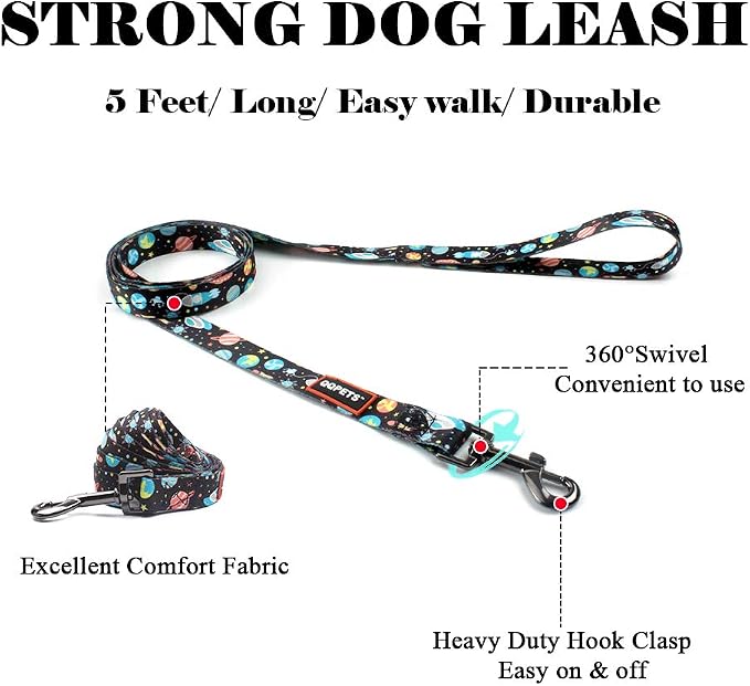 Dog Harness Leash Set Adjustable Heavy Duty No Pull Halter Harnesses for Small Medium Large Breed Dogs Back Clip Anti-Twist Perfect for Walking (S(14"-20" Chest Girth), Space) - Image 3