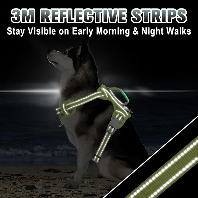 BARKBAY No Pull Dog Harness Large Reflective Dog Harness with Front Clip and Easy Control Handle for Walking Training Running with ID tag Pocket(Sunlight,M) - Image 7