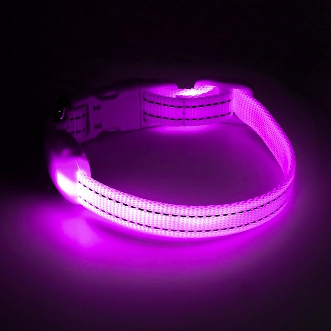 Light up Dog Collar for Small Dog,Vizpet XS Adjustable Size Nylon Collar USB Rechargeable Bright Safety Pet Collar for Cats Dogs (Purple) - Image 7