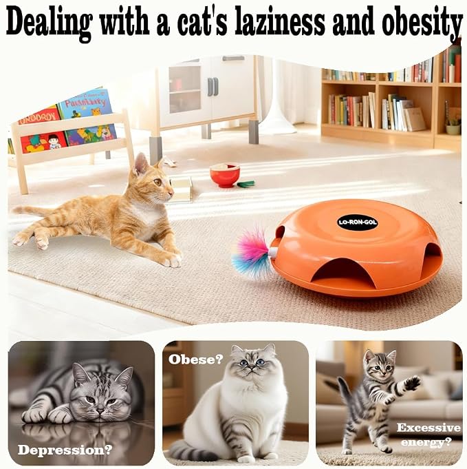 Interactive Whack-a-Mole Cat Toy — Automatic Mushroom Feather Pop-Up Play Toy for Cats, Cognitive Stimulation & Exercise, Durable Pet Entertaining Game (Orange) - Image 4