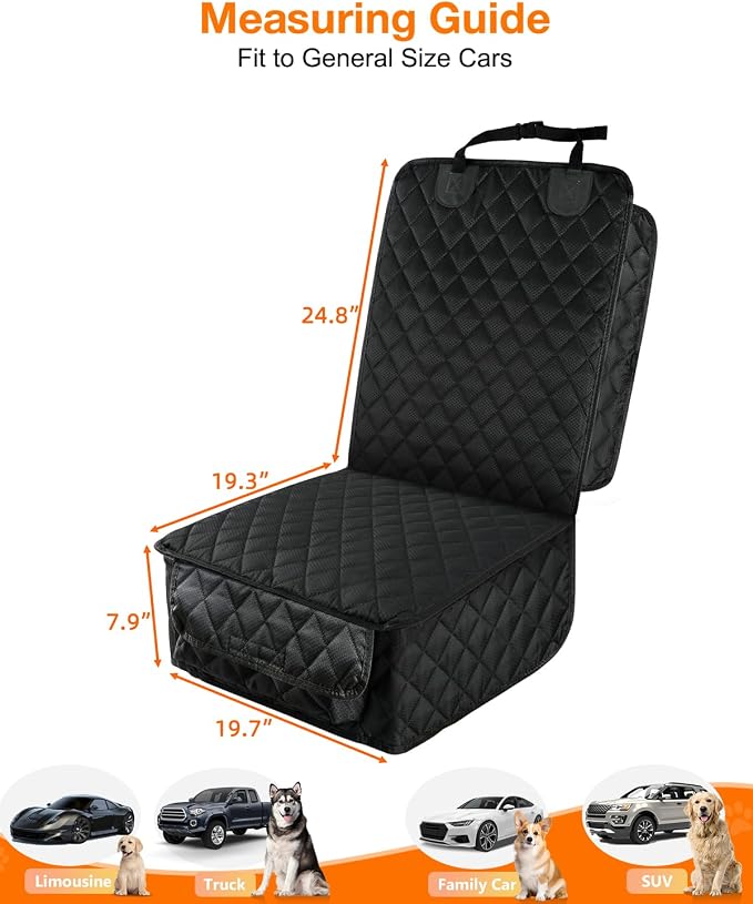 PETICON Waterproof Front Seat Car Cover 2 Pack, Full Protection | Dog Car Seat Cover with Side Flaps, Nonslip Scratchproof Captain Chair Seat Cover Fits for Cars, Trucks, SUVs, Jeep, Black - Image 5
