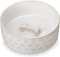 MALACASA Ceramic Dog Food Bowl, Water Dish for Medium Breeds, 3.5 Cups | Five-Leaf Grass Pattern, Ceramic Pet Bowl, Food and Water Dish, Dishwasher and Microwave Safe, for Medium Dogs by MALACASA