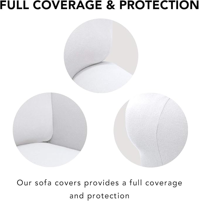 PureFit Super Stretch Chair Covers Fleece Couch Covers for Sofa White | 1-Piece Spandex Couch Cover Soft Couch Protector, Sofa Cover Washable with Non Skid Foam and Elastic Bottom for Kids, Dogs - Image 3