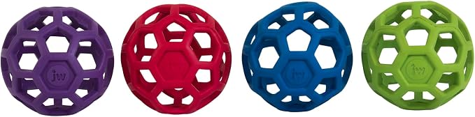 JW Pet HOL-ee Roller, Natural Rubber, Medium 4.5in, Colors May Vary | Puzzle Ball Design Dog Toy for Interactive Play and Chasing Fun - Image 5