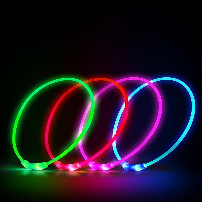 LED Dog Collar, Cut-to-Fit Light Up Dog Collar for Night Walking, IP67 Waterproof USB Rechargeable Glowing Pet Collar, High Visibility Super Bright Safety Lights for S/M/L Dogs(Green) - Image 2
