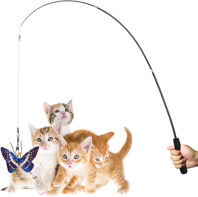 AWOOF Butterfly Cat Wand Cat Toys Set, Realistic Crinkle Catnip Butterflies Kitten Toys with Retractable Interactive Cat Wand 11 PCS Cat Toys for Indoor Cats | Butterfly Cat Toys Set, Crinkle Catnip Butterflies Kitten Toys with Retractable Interactive ... - Image 7