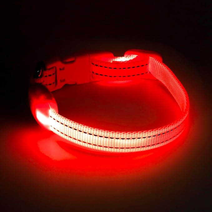 Light up Dog Collar for Small Dog,Vizpet XS Adjustable Size Nylon Collar USB Rechargeable Bright Safety Pet Collar for Cats Dogs (Red，XS) - Image 7