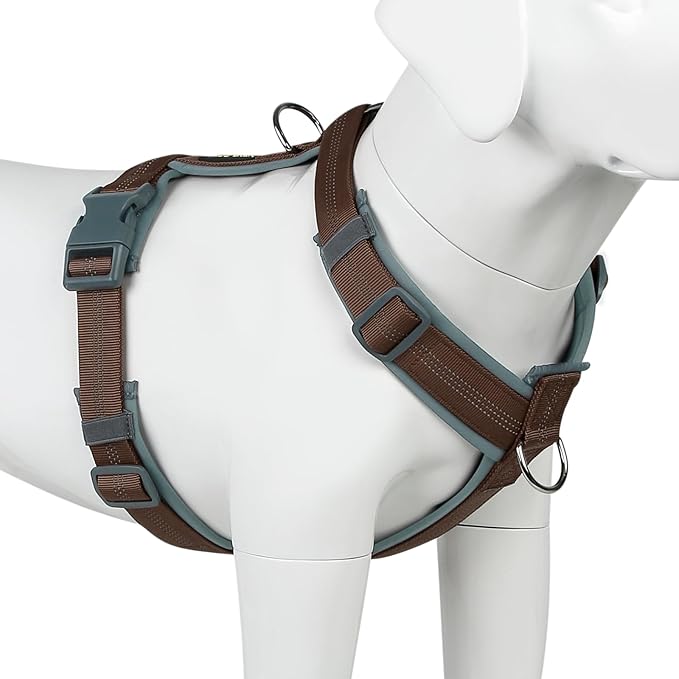 Plutus Pet No Pull Dog Harness, Adjustable Nylon Harness with Soft Padding | Reflective with Front Clip, Heavy Duty for Training and Walking, for Small Medium Large Dogs, Chocolate, M by PLUTUSPET