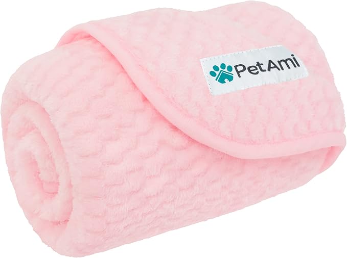 PetAmi Waterproof Dog Blanket, Leakproof Puppy Blanket, 29x40 Light Pink | For Small Medium Pets, Furniture Sofa Couch Cover Protector, Fleece Throw Indoor Cat Kitten, Reversible Washable Soft Plush by PetAmi