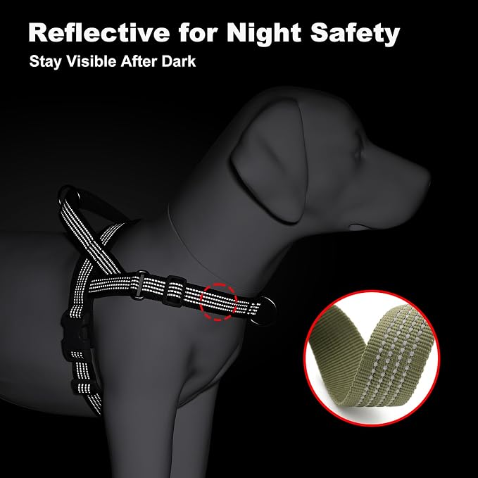 No Pull Dog Harness with Handle, Adjustable Soft Mesh Padded Vest | Reflective Walking Harness with Front Clip for Small Medium Large Dogs, Quick Fit No Escape for Training, Ranger Green, M - Image 7