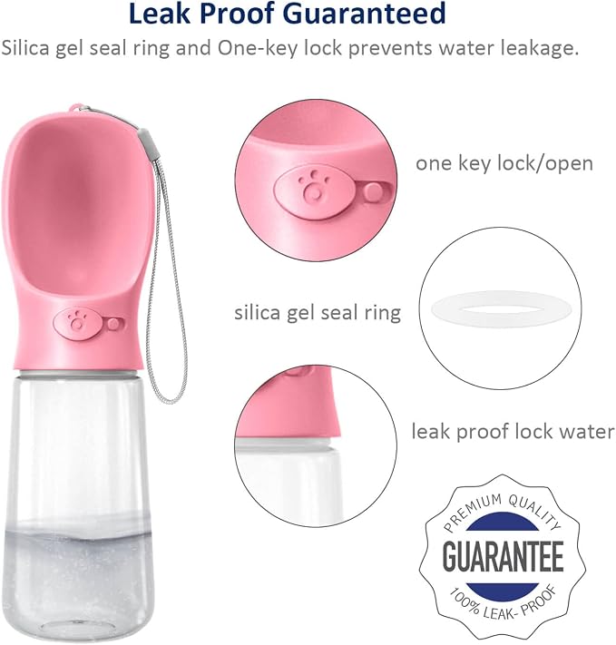 WePet Portable Dog Water Bottle, 19 OZ, Leak Proof Puppy Water Dispenser with Drinking Feeder for Pets Outdoor Walking, Hiking, Travel, Food Grade Plastic - Image 4