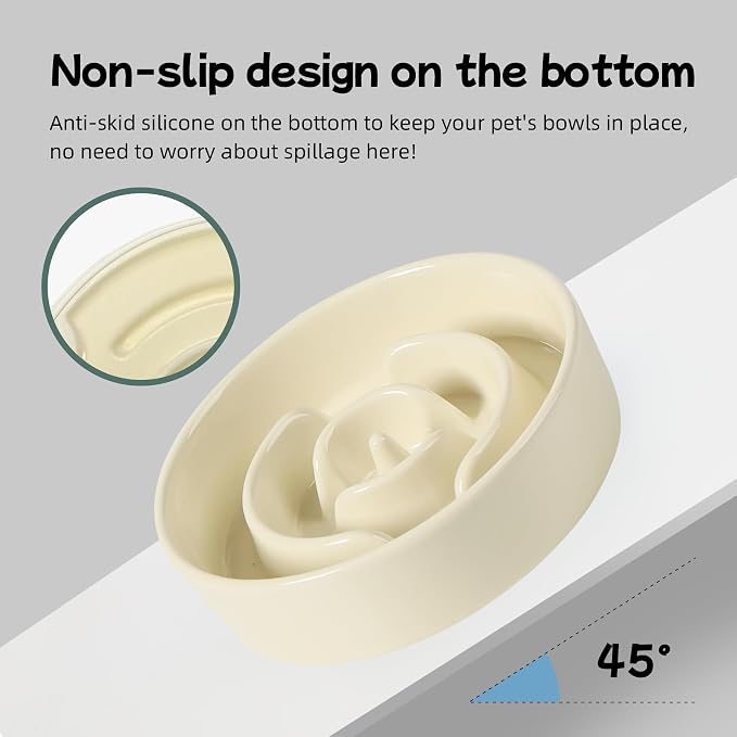 Havniva Elevated Slow Feeder Dog Bowls, Ceramic Dog Bowl Slow Feeder | 0.9 Cups Raised Slow Feeding Bowl for Small Breed, Puzzle Dog Food Bowl with Wooden Stand, Non-Slip, Anti-Choking - Image 3