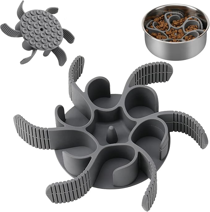Dog Slow Feeder Bowls Silicone Spiral Pet Food Feeder Insert to Slow Eating | Durable Non-skid Compatible with Stainless Steel, Glass & Ceramic Slow Feeder Dog Bowls for Small Medium Large Breed Dogs by Anipaw