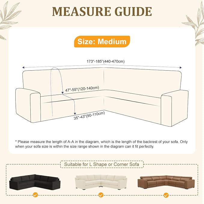 ALIECOM Corner Sectional Couch Covers Washable Sofa Cover L Shaped Couch Cover for Dogs Pets Stretch Soft Sectional Slipcovers with Non Slip Strips U Shape Furniture Protector (Bubble-Beige, Medium) - Image 3