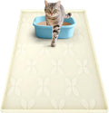 Cat Litter Mat, Large 34" x 22" Litter Box Mat, Waterproof Silicone Litter Mat for Litter Box, Non-Slip, Easy to Clean (Beige) by Honomastry