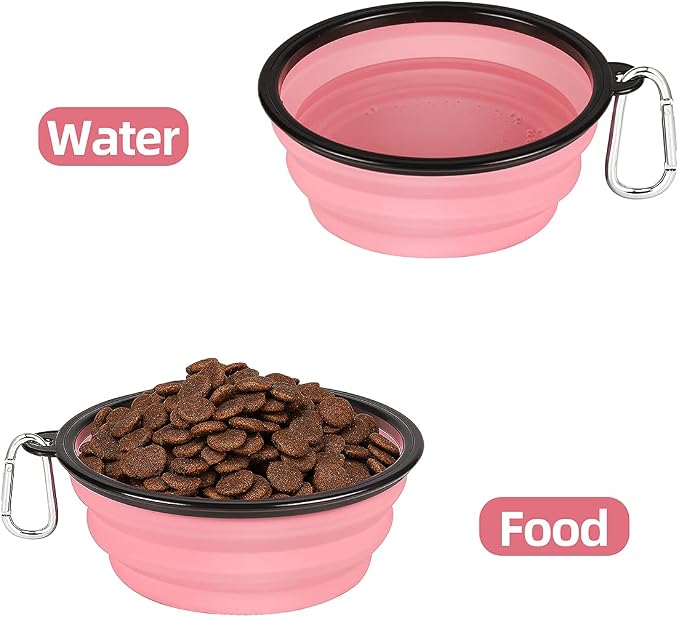 Kytely Large Collapsible Dog Bowls 2 Pack, 34oz Foldable Dog Travel Bowl, Portable Pet Water Food Bowl with Clasp, Pet Cat Feeding Cup Dish for Traveling, Walking, Hiking (Pink+Grey) | Portable Dog Water Food Bowl with Clasp, Pet Cat Feeding Cup Dish f... - Image 8