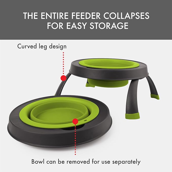 Dexas Pets Elevated Pet Feeder, Large, 4 Cup Capacity, Green, Raised Pet Food and Water Bowl - Image 5
