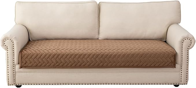 Eismodra Couch Cover,Sectional Couch Covers,Sofa Covers for 3 Cushion Couch,Anti-Slip Sofa Slipcovers for Dogs Cats Kids Loveseat Recliner L Shaped Armrest Backrest,Brown 36''x63''(Only 1 Piece) by Eismodra