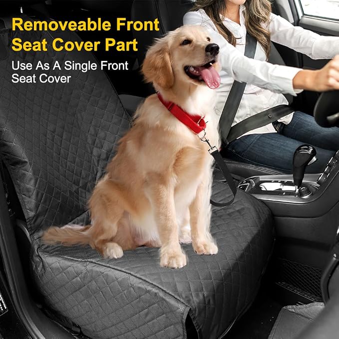 Vailge 6 in 1 Car Seat Cover for Back Seat, 60/40 Split, 100% Waterproof with Mesh Window, Scratch Prevent Anti-slip Dog Hammock, Standard - Image 2